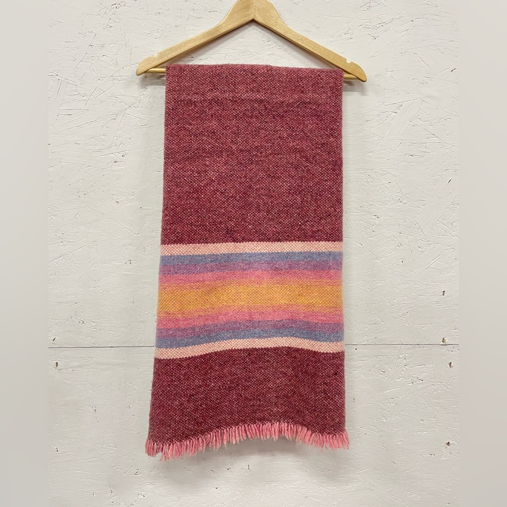 Vintage Handwoven Cottage Crafts Tweeds & Yarn 100% Wool Blanket, 52.5”X31”